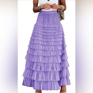 Chic Lavender Tiered A-Line Skirt